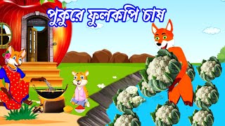 পুকুরে ফুলকপি চাষ  Pukure Fulkofi chash  Fox Cartoon  shiyaler cartoon  Bangla cartoon [upl. by Nosredneh]