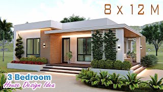 HOUSE DESIGN IDEA 8 X 12 Meters  3 Bedroom Pinoy Dream House  Box Type House [upl. by Haissi]