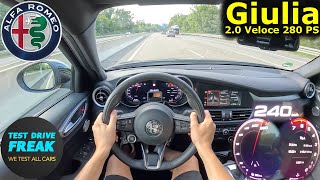 2024 Alfa Romeo Giulia Q4 Veloce 280 PS  Autobahn POV Top Speed with Fuel Consumption [upl. by Nnylsoj]