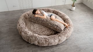 MAXYOYO Bean Bag Bed Giant Round Floor Mattress Faux Fur Flower Shaped Movie Mattressvideo [upl. by Jarlath515]