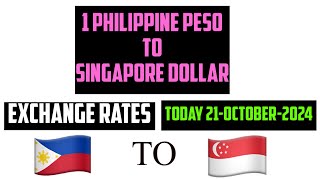 Philippine Peso to Singapore Dollar Currency Exchange Rates Today 21 October 2024 [upl. by Atekram]