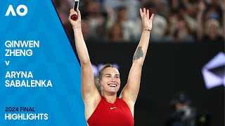 Qinwen Zheng v Aryna Sabalenka Highlights  Australian Open 2024 Final [upl. by Dannie]