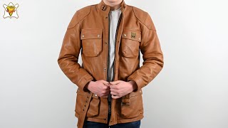 Goldtop Patrol Leather Motorcycle Jacket  Waxed Tan [upl. by Suchta]