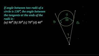 If angle between two radii of a circle is 130⁰ the angle between the tangents circleclass10 [upl. by Kirenoj]