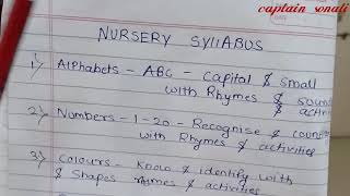 Nursery syllabus  nursery studymaterial  nursery whole year study 20192020 [upl. by Reerg]