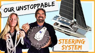 BULLETPROOF Steering System for Our Aluminum Catamaran 💣 Building Our Own Boat Pt 11 [upl. by Dnomal]