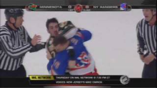 Cal Clutterbuck vs Sean Avery Mar 24 2009 [upl. by Eidnac]