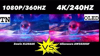 Zowie XL2566K vs Alienware AW3225QF Monitor Comparison DyAc vs OLED [upl. by Llenwad]