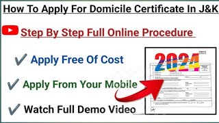 How to Apply For Domicile Certificate Online in JampK in 2024  Domicile certificate kaise banaye l [upl. by Nnylirret]