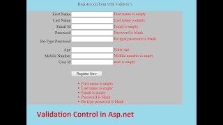 Form validation in aspnetValidation control [upl. by Dlanar]