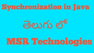 Synchronization in java Telugu [upl. by Skylar707]