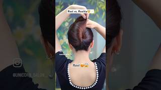 Reel vs Reality😇🎀✨ hair hairstyle hairtutorial korea hairhacks viralshorts [upl. by Arah]