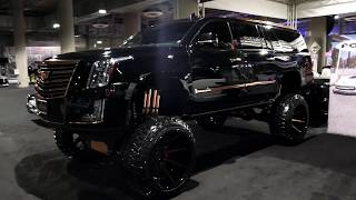 Amazing Custom Cadillac Escalade SUV  Lifted amp Huge Wheels  2018 LA Auto Show [upl. by Dahaf]