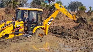 Jcb Vs Mud Video  Amazing Jcb Backhoe Driving In Pond With Skilled Backhoe Operator  Jcb Video [upl. by Akeenahs70]