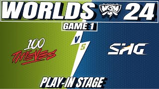 100T vs SHG Game 1  Play In Stage Day 4  2024 Worlds  Softbank HAWKS Gaming vs 100T [upl. by Marylinda]