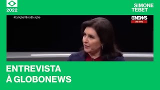 Simone Tebet  Entrevista à Globo News  Central das eleições 25072022 [upl. by Nednal690]