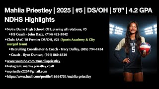 Mahlia Priestley 2025 DSOH High School Fall Highlights [upl. by Oeak]