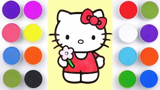 Sand painting Hello Kitty with color sand [upl. by Moreta]