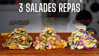 3 SALADES REPAS ou ENTRÉE parfaitement ÉQUILIBRÉES pour lÉTÉ [upl. by Jasik]