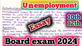 Unemployment Essay Writing For 10th And 12th Class In Englishबेरोजगारी पर निबंध [upl. by Slemmer]