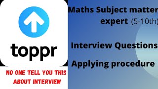 Toppr Subject Matter Expert Interview Details  Topprcom [upl. by Cami]