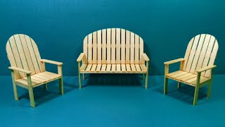 Como hacer muebles miniatura con palitos de helado  Popsicle stick furniture tutorial [upl. by Hgalehs]