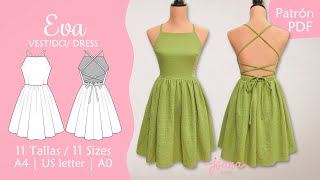 Tutorial de Costura de Vestido escote halter  Patrón PDF Descargable  EVA [upl. by Eca]