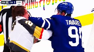 John Tavares Alexander Holtz Fight  Toronto Maple Leafs vs Vegas Golden Knights 2024 NHL Highlights [upl. by Ojyma]