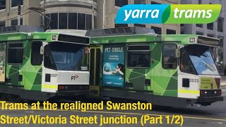 Trams at the realigned Swanston StreetVictoria Street junction Part 12 [upl. by Asamot]