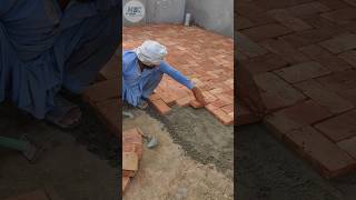 Brick tile work process shorts [upl. by Yrmac]