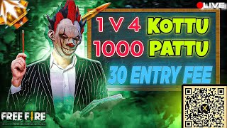 1 V 4 KOTTU 1K PATTU  TEAM WARRRIORS  LIVE TELUGU FREEFIRE [upl. by Chancey]