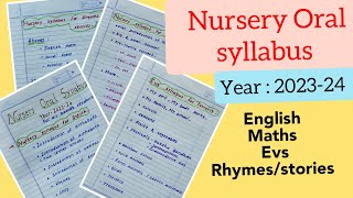 Nursery Oral syllabus for all subjects202324nursery class syllabusNursery class teaching [upl. by Caterina]