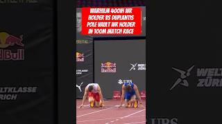 Warholm 400ih wr holder vs Duplantis pole vault wr holder in 100m match race [upl. by Berger]