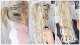 How To get a BIG Ponytail with Seamless Clip In Extensions  DramaticMAC [upl. by Milo]