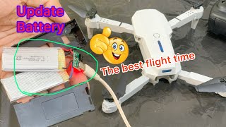 E88 drone Easy Update dual Battery the best flight time howto creative [upl. by Labinnah]