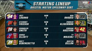 STARTING LINEUP FOR THE 2022 PINTYS TRUCK RACE ON DIRT  2022 NASCAR TRUCK SERIES BRISTOL DIRT [upl. by Friedrich582]