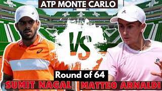 🔴Live  Sumit Nagal vs Matteo Arnaldi  ATP Monte Carlo Country Club  Live Commentary [upl. by Tteirrah820]