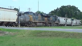 CSX M 653 14 mixed freight by the SE Shelby main to main 61524 four engine set 2 head 2 Mid [upl. by Nomyaw]