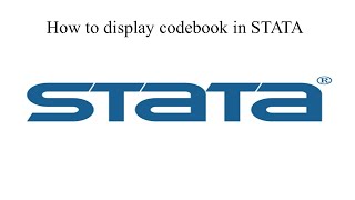 Data management in STATA  How to display codebook in STATA [upl. by Grove]