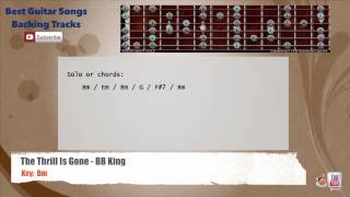 🎸 The Thrill Is Gone  BB King Guitar Backing Track with scale chords and lyrics [upl. by Tirza194]