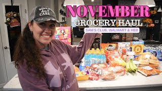 NOVEMBER GROCERY HAUL COLLAB  SAMS CLUB WALMART amp HEB [upl. by Tzong312]