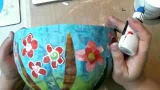 Decorating a Paper Mache Bowl with Gelli Printed Papers [upl. by Atrebor]