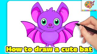 How to draw a CUTE BAT  easy drawing tutorial [upl. by Damalis182]