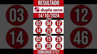 🔥 🍀 DUPLA SENA hoje  14102024  Resultado concurso 2727 [upl. by Jemine129]