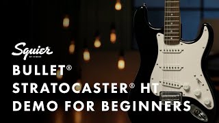 Squier Bullet HT Stratocaster Electric Guitar  Beginner Guitar Demos  Fender [upl. by Aicnelav]