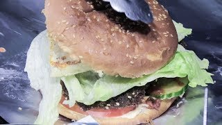 Falafel and Halloumi Cheese Burger Tasted in London Innovative Street Food [upl. by Karlie]