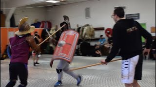 Gladiator Fight  Hoplomachus VS Murmillo  ACTA  La Salle Darmes 2019  experimentation [upl. by Nrojb154]