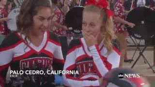 Cheerleader Battling Cancer Gets Rosy Support From Football Team [upl. by Yuhas403]