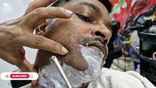 Asmr Fast Cleanest Full Face Shave Using Straight Razor  Barber Asmr [upl. by Kele]