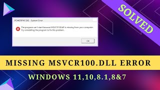 How to Fix MSVCR100DLL is Missing Error  Windows 11108187 [upl. by Eiramana]